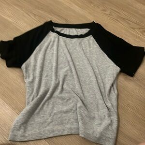 Grey and black tee11-12yo